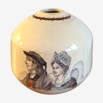 Ball vase in enamelled earthenware Cazalas signed design 30s - 40s