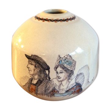 Ball vase in enamelled earthenware Cazalas signed design 30s - 40s