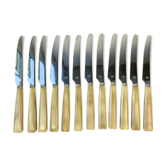 12 vintage knives NOGENT Bakélite imitation ivory