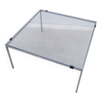 Coffee table by alain richard for meuble tv in glass and metal, france 1950