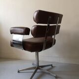 Office chair in skai and chrome, design year 70