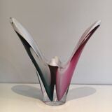 Multicoloured shell glass vase signed Flygsfors, 1956