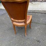 6 solid wood and leather chairs in Louis XV style