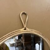 Round rattan mirror with ring