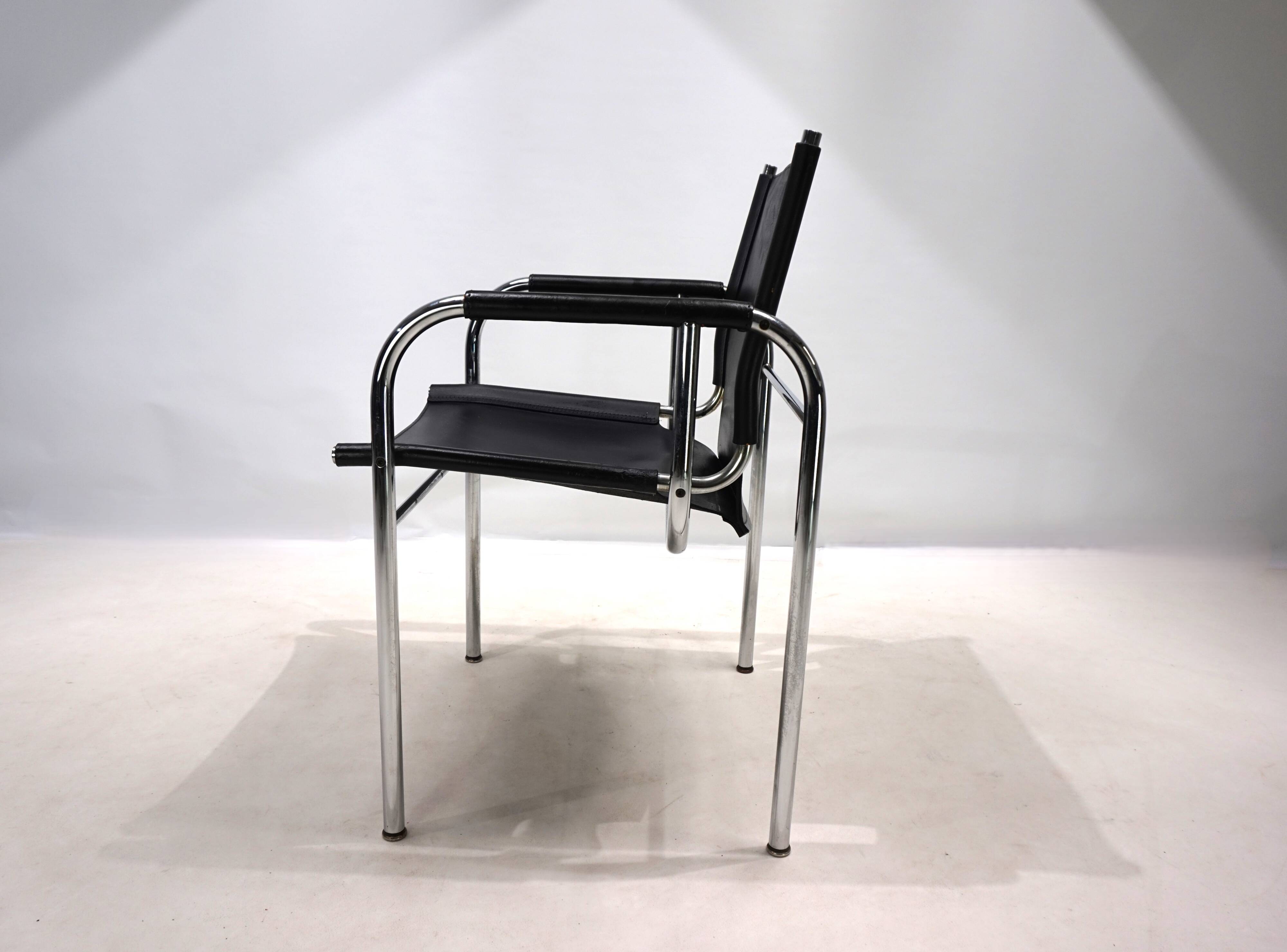 Strässle HE leather lounge chair by Hans Eichenberger