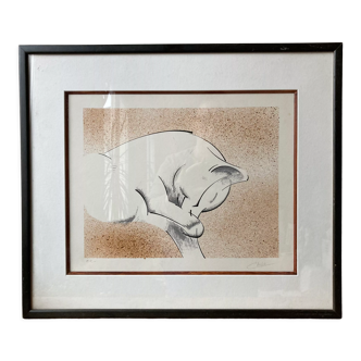 Lithograph cat who sleeps artist's proof signed