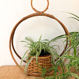 Bamboo and rattan plant holder or pot cover - 1970s