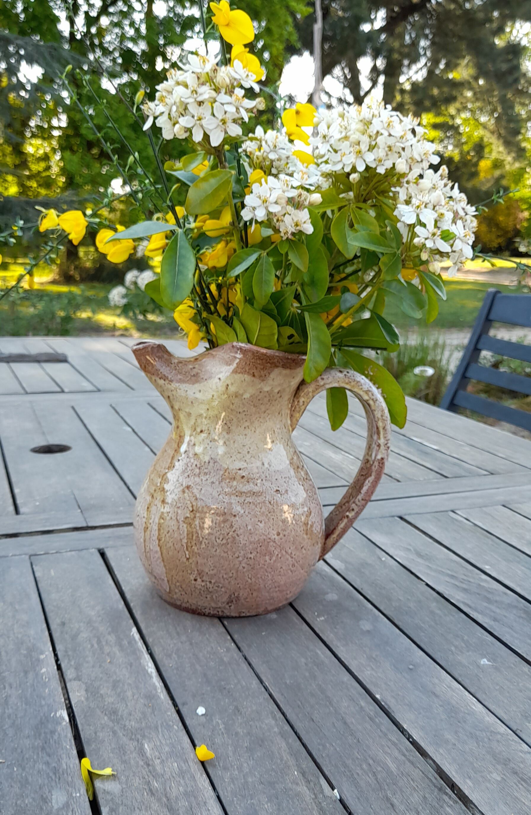 Old cider pitcher in varnished sandstone early 20th century