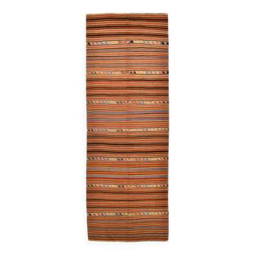 5x14 Kilim Runner Rug, 145x410Cm Pumpkin Orange Runner