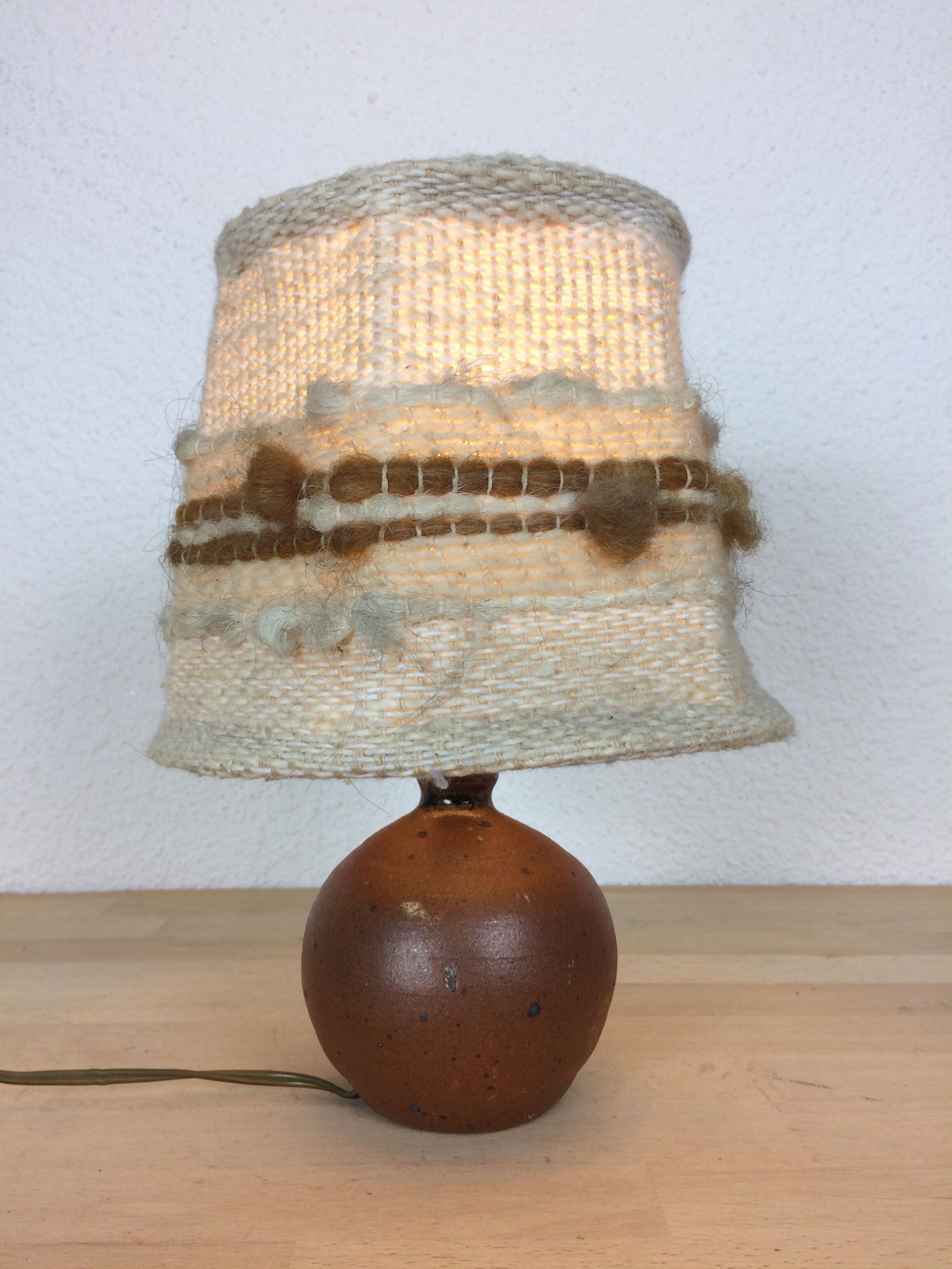 Sandstone ball lamp and wool day lampshade