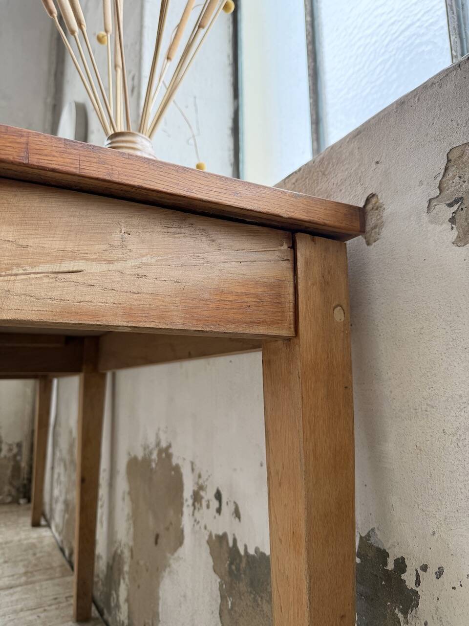 Oak and pine farmhouse console table