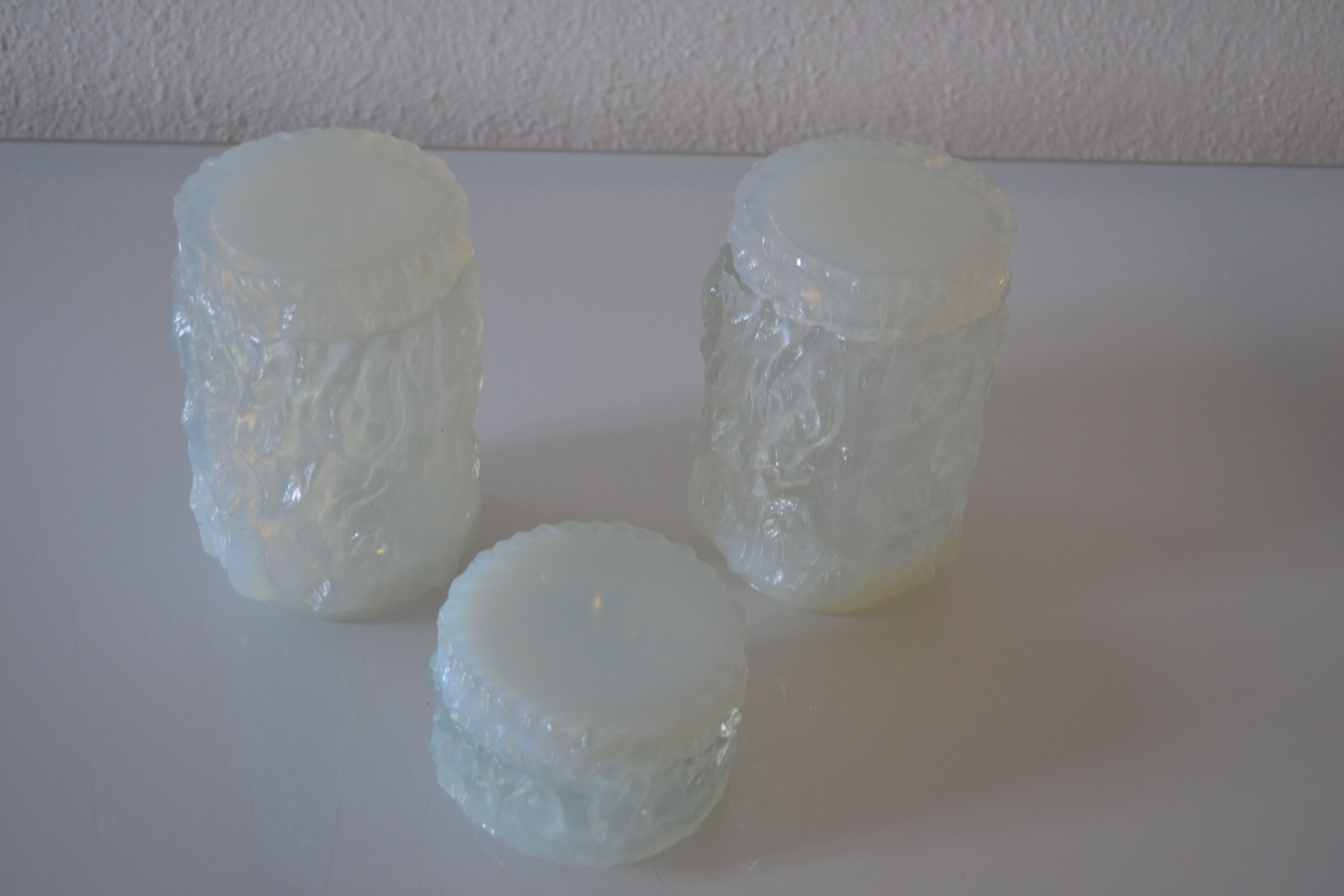 3 opalescent glass jars 60's geoffrey baxter
