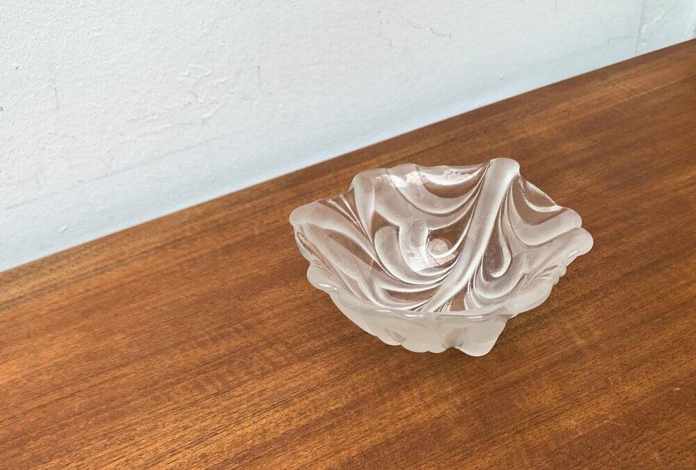 Vintage heavy floral glass bowl from Walther Glas, 1970s.