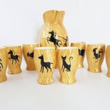 Service a orangeade grandjean jourdan vallauris ceramic faux-wood 1950 vi