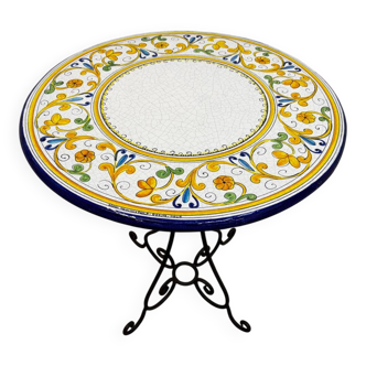 Outdoor table signed Grandi Maioliche Ficola hand-painted Italy