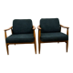 GFM-87 Beech and Fabric Armchairs by Juliusz Kędziorek for Gościcińskie Fabryki Mebli, 1960s, Set of