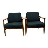 Paire de fauteuils GFM-87 en hêtre et tissu par Juliusz Kędziorek pour Gościcińskie Fabryki Mebli, années 1960