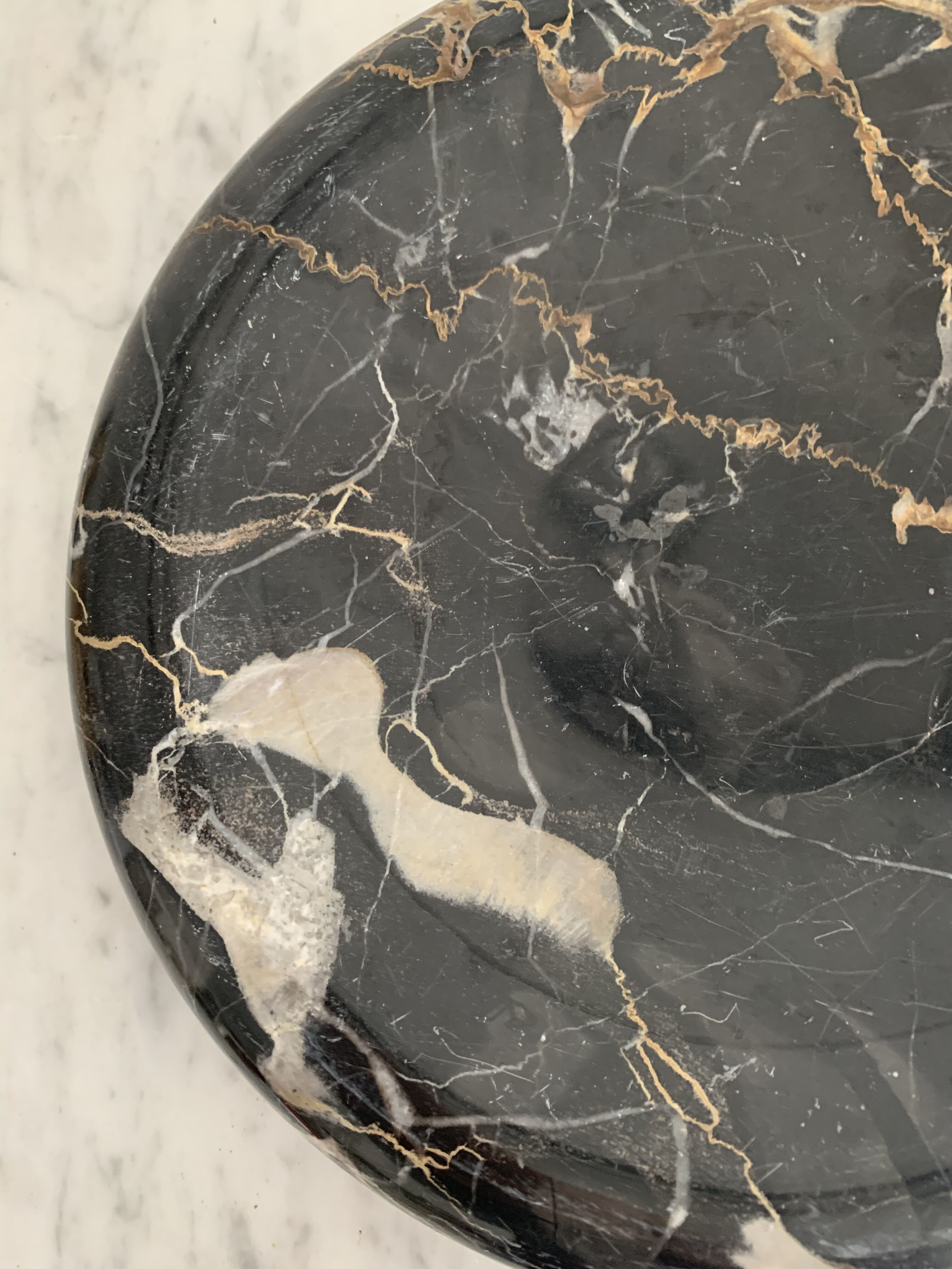 Vintage black marble round ashtray