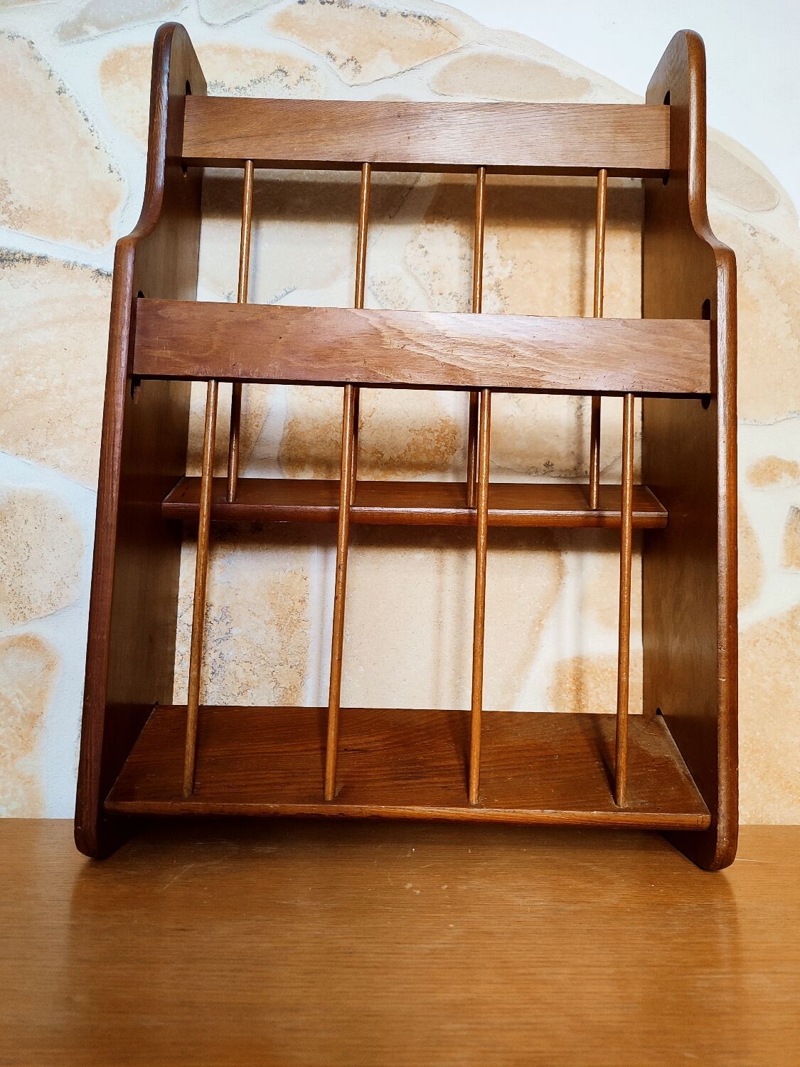 Wooden wall review holder