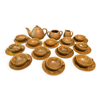 Art Deco ceramic tea set signed Denbac