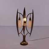 Lampadaire français avec abat-jour en verre de lait 1960