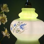 Vintage suspension globe in white and green opaline.