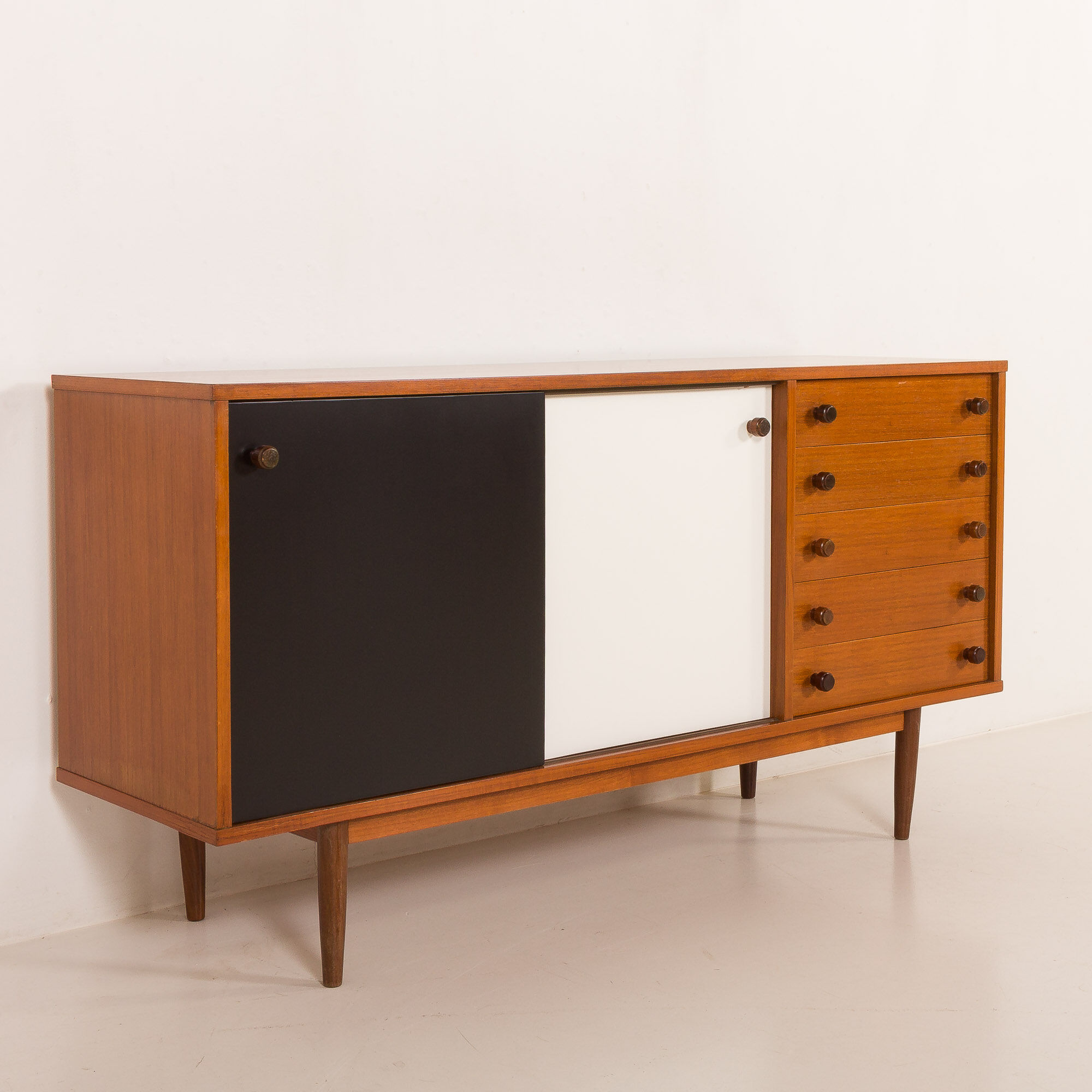 Vintage teak sideboard in the style of Charlotte Perriand, 1970s