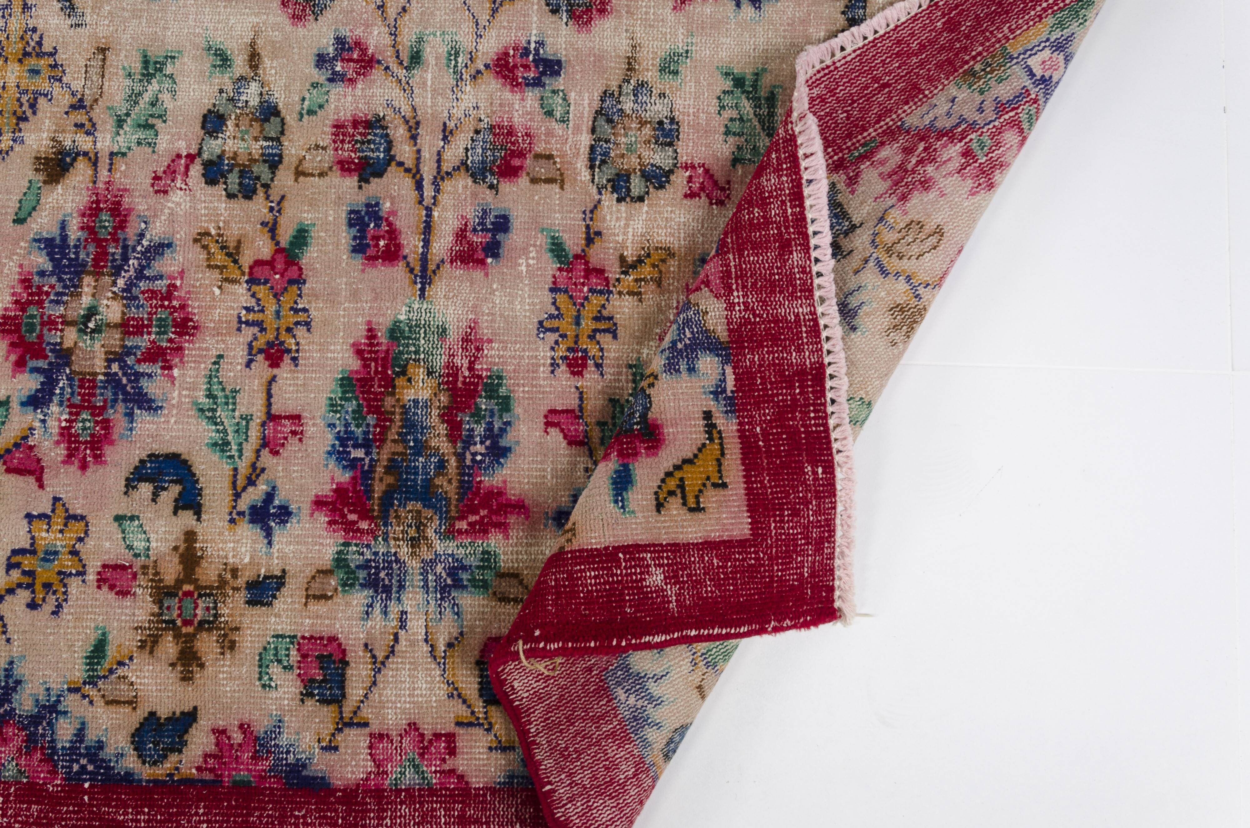 Handknotted Anatolian Floral Vintage Rug