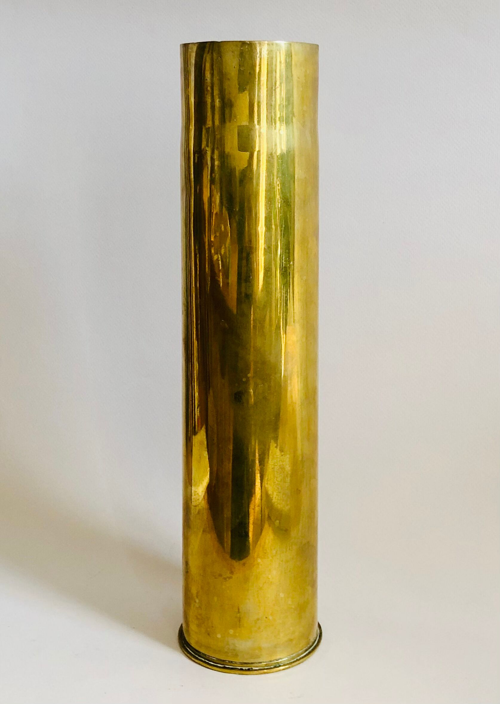 Old brass shell vase numbered H35cm