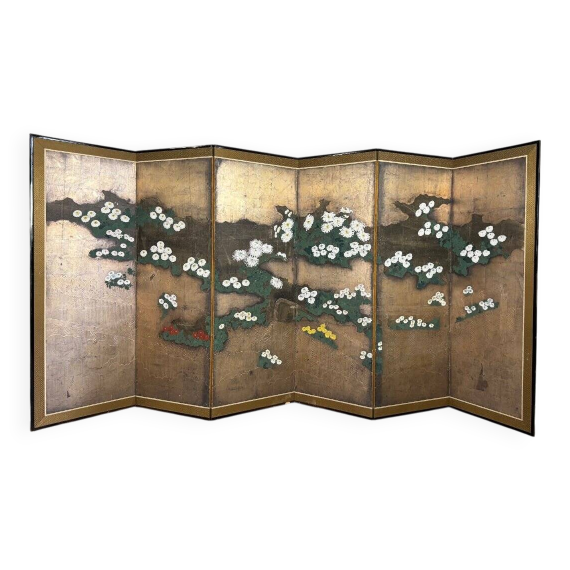 Rimpa-style Byobu screen, six panels, Japan, Meiji period