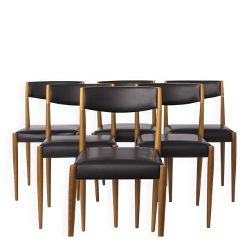 Set of 6 Vintage Teak Dining Chairs 1960s Germany, Mid Century Modern