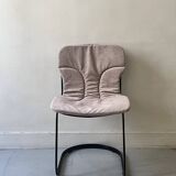 Cidue chair in black metal and short velvet, designed by Willy Rizzo in 1970.