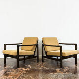 Paire de fauteuils orange B-7522 restaurés par Zenon Bączyk années 1960