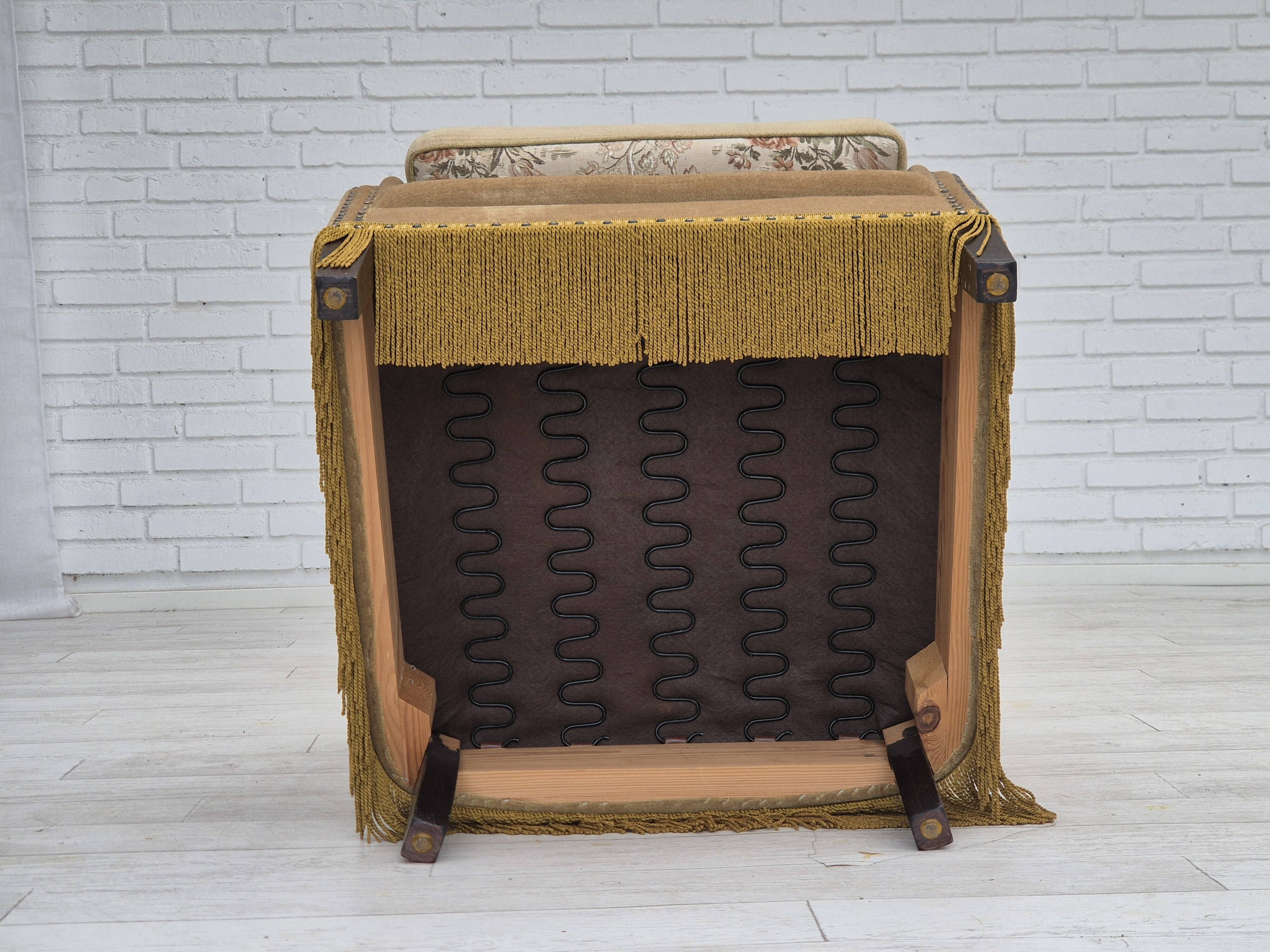 1960s, Danish lounge chair, green furniture velour, original condition.