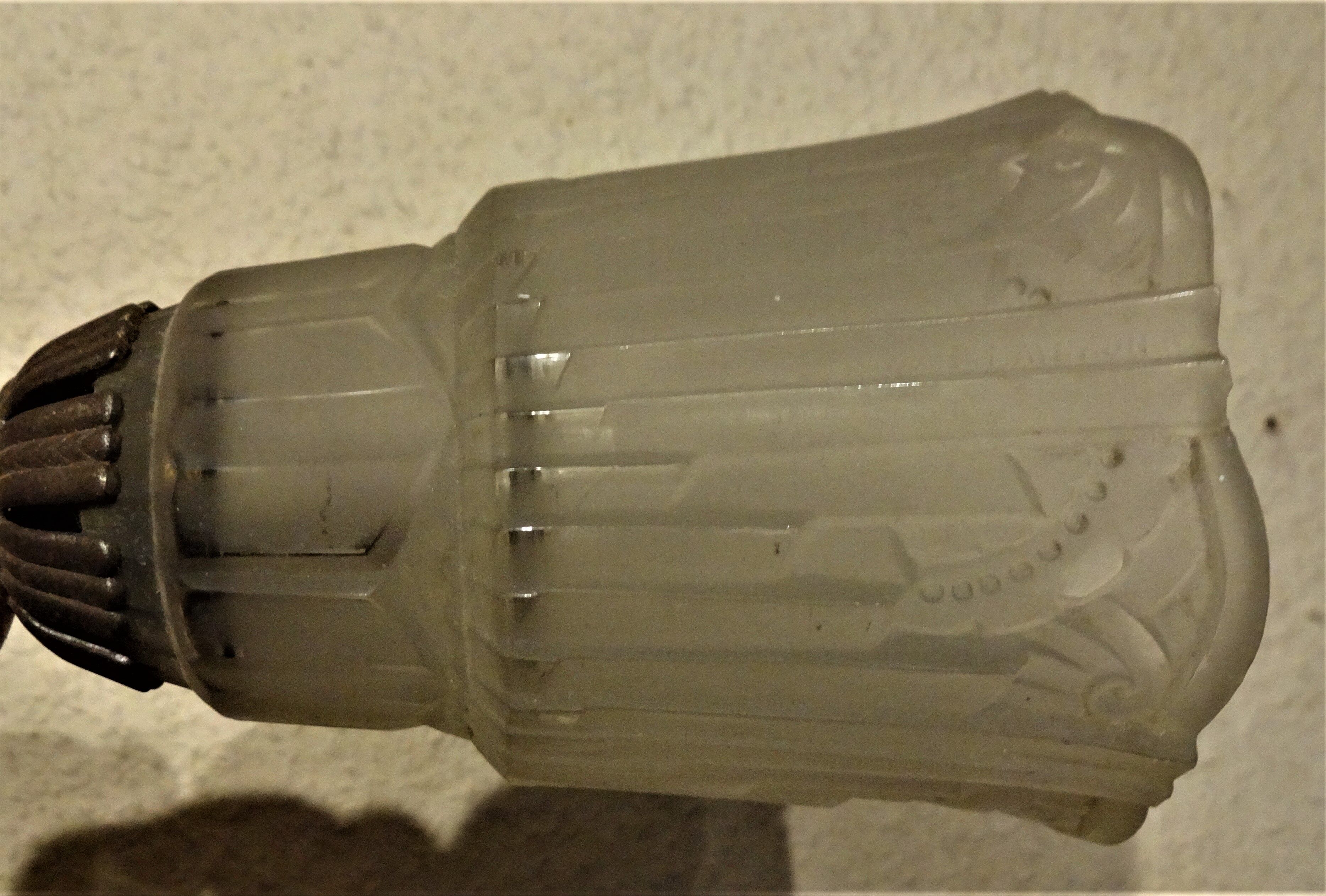 Pair of wall light era Art deco wrought iron & glass Maynadier