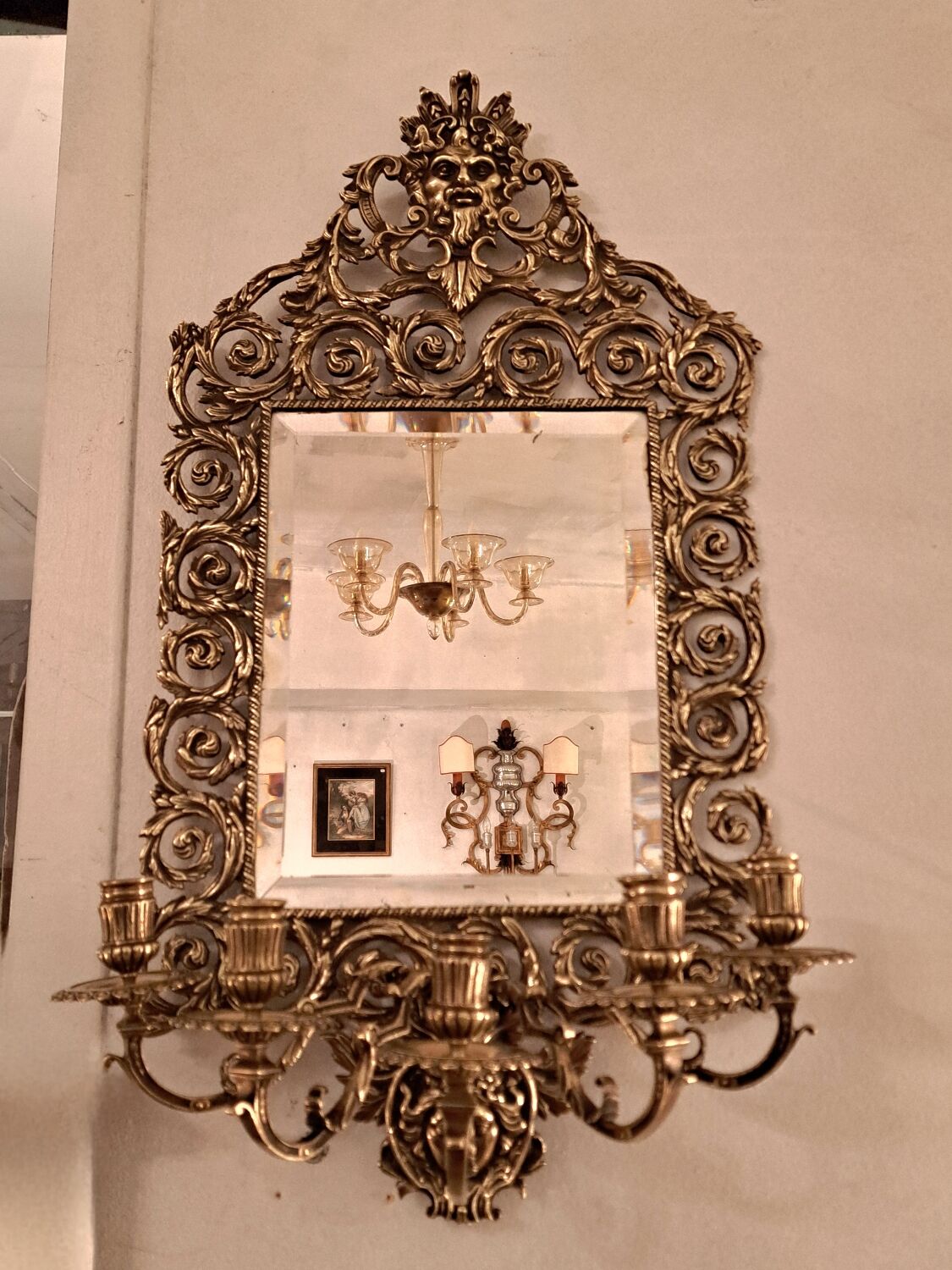Paire d'appliques miroirs XIXème en bronze