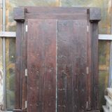 Old Indian door in old teak, piece and patina of origin