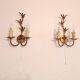 Set von 2 vergoldete Hollywood-Regency Wandlampen, Italien, 1950-70e