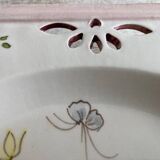 Antique plate with hand-painted floral decoration - Farandol - 29 cm - pink
