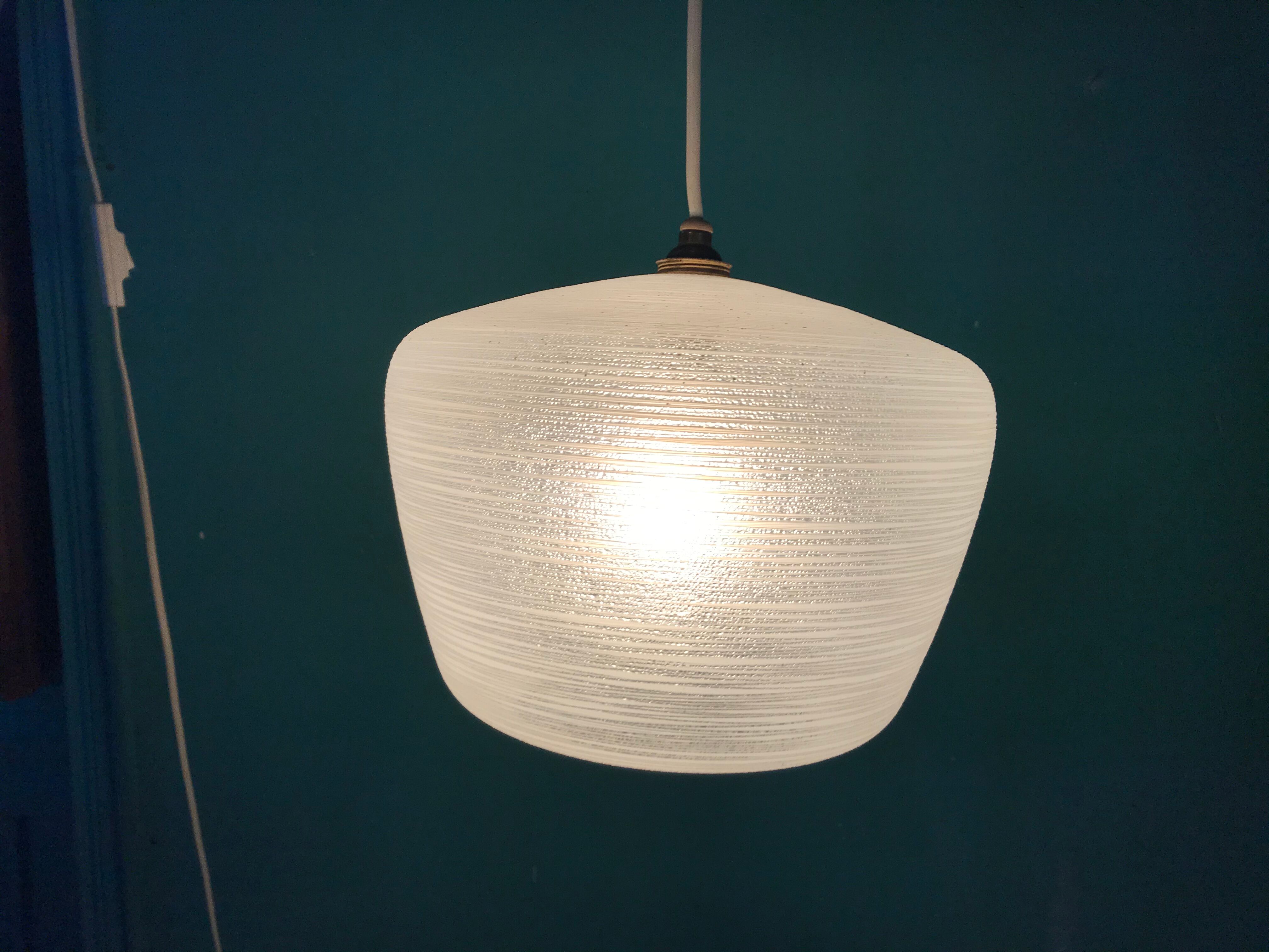 Engraved glass hanging lamp, 1950