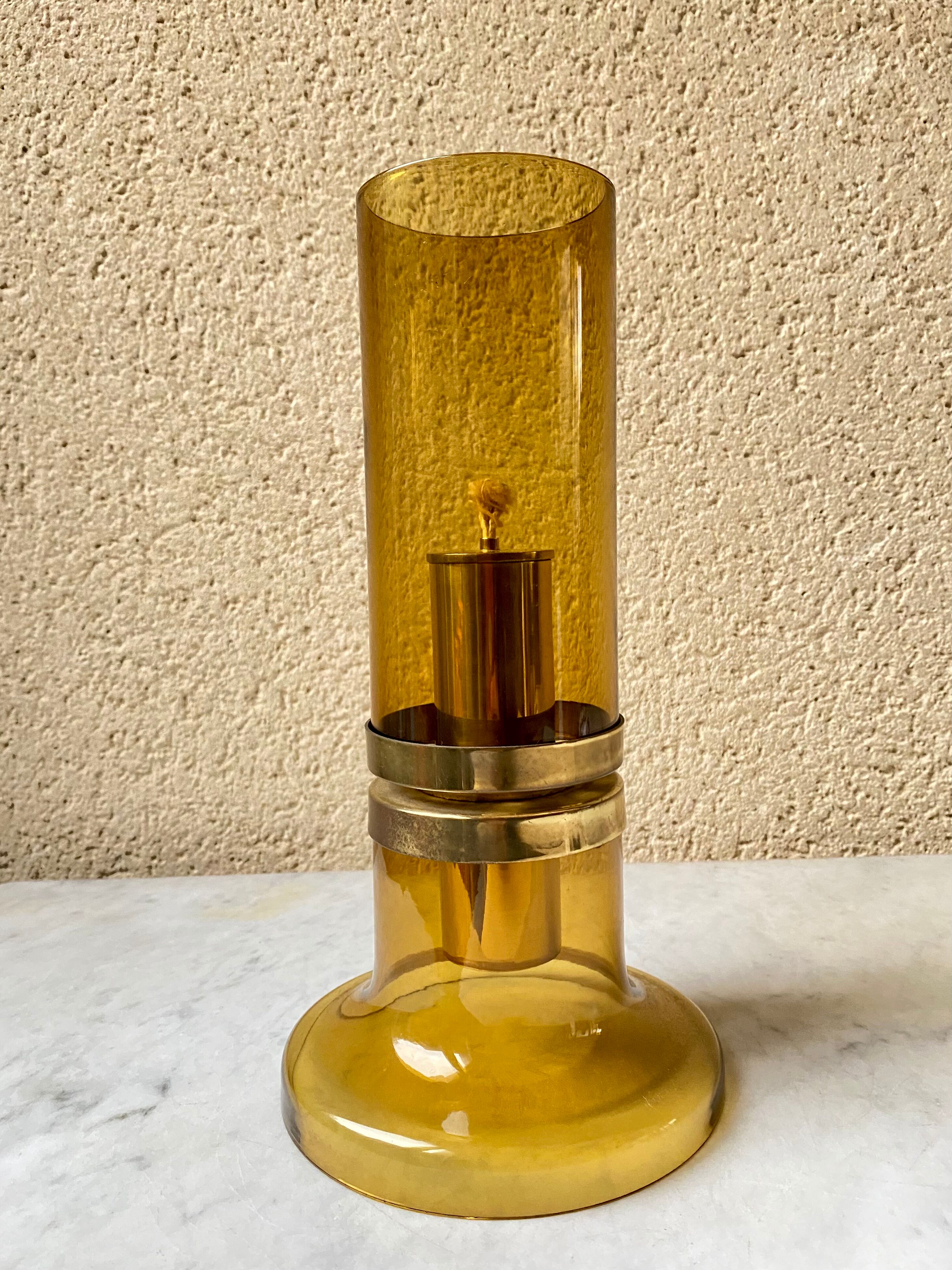 Oil lamp blown glass Hans Agne Jakobsson edition Markaryd Sweden 50s/60s