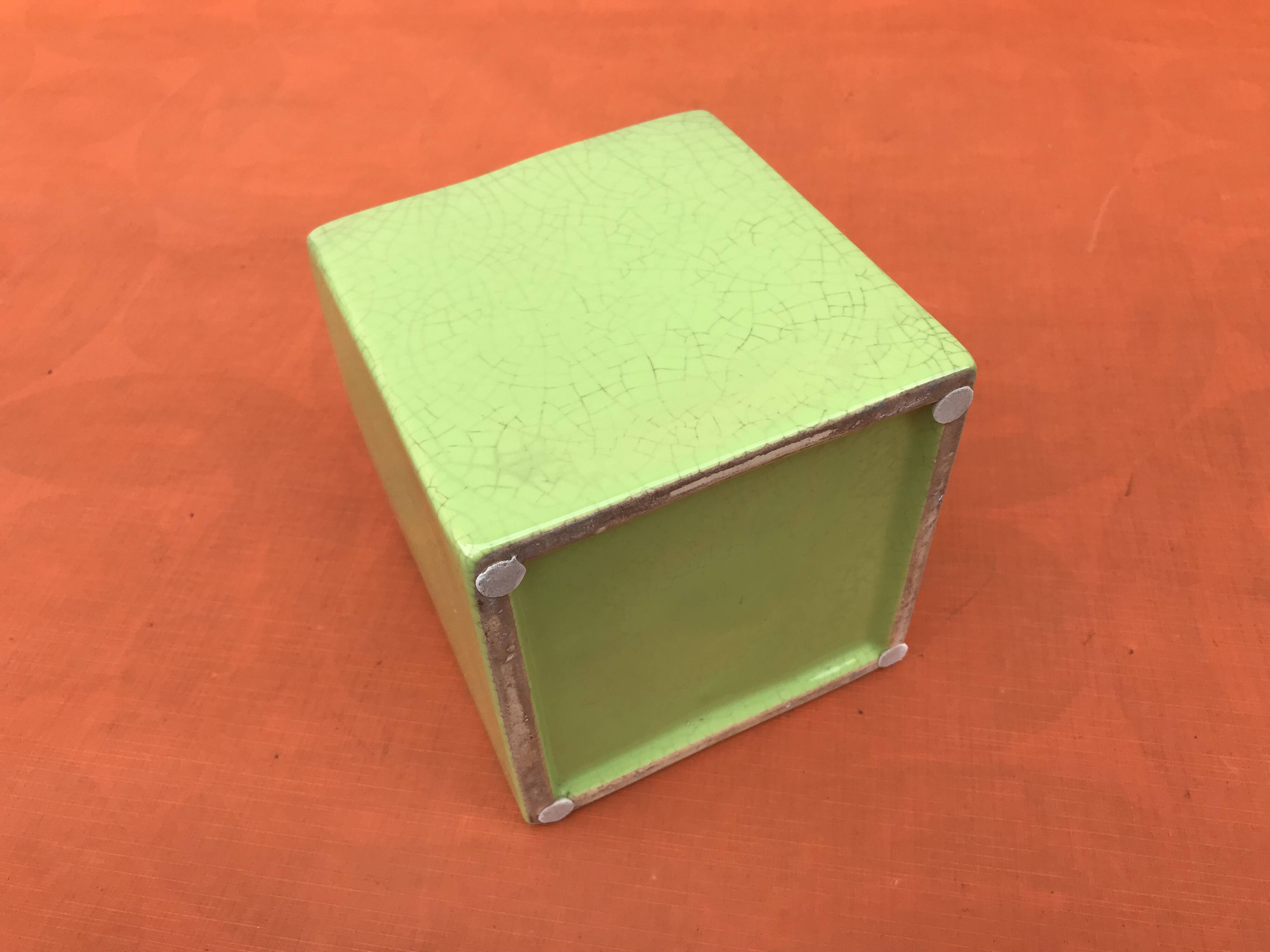 Neon-Green Crackled Effect Ceramic Planter / Decorative Pot