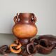 Hanging vase in solid wood carved / handcrafted / 1960