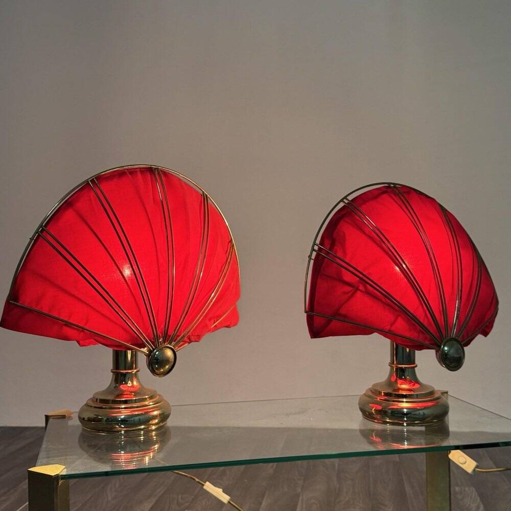 Lampes de table en laiton de style Hollywood Regency, années 1970, ensemble de 2