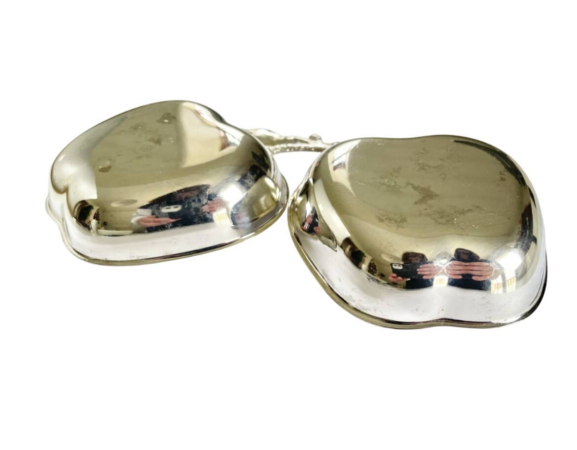 Vintage double apple metal silver-plated pocket tray – 1970s