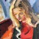 Pierre Cornu. 20th century. Portrait of a young woman reading. Oil on canvas