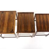 Set of 3 Scandinavian nesting tables in rosewood, Sweden, 1960.