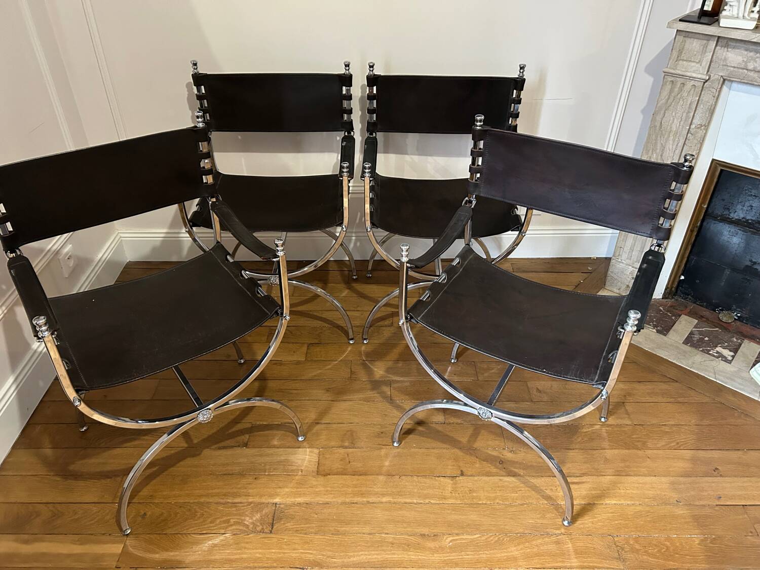 4 Chairs Maison Jansen “Savonarola”