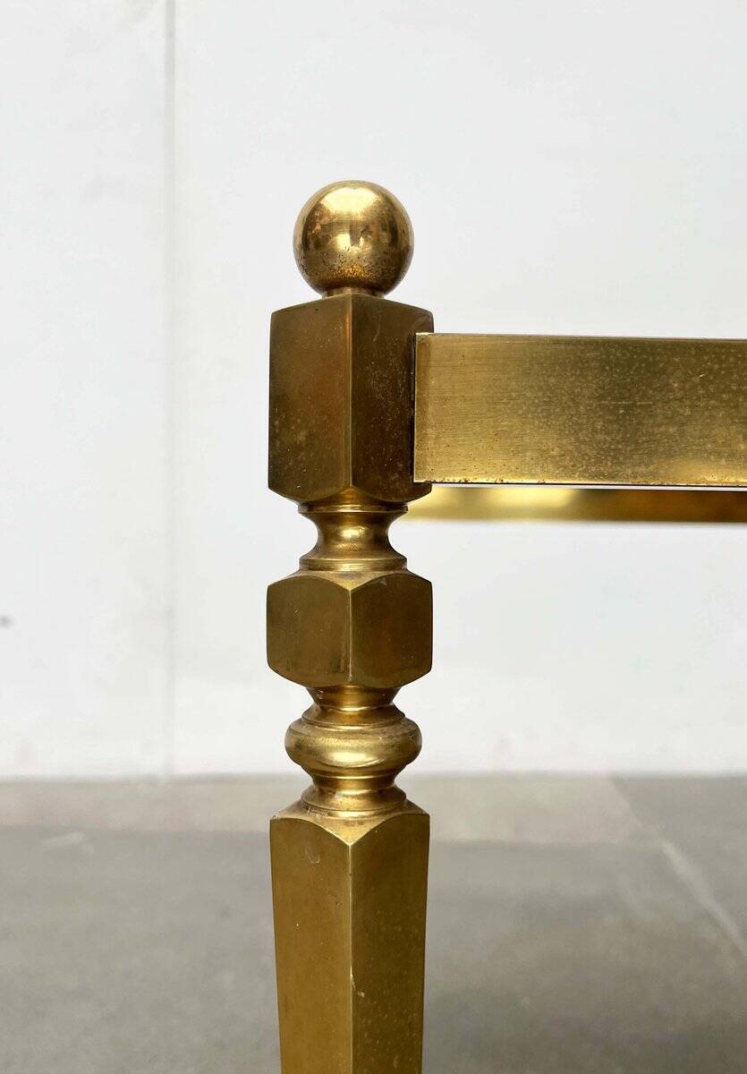 Mid-century German Hollywood neoclassical brass and glass side table from the 1950s.