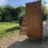 Wooden and rattan chest of drawers